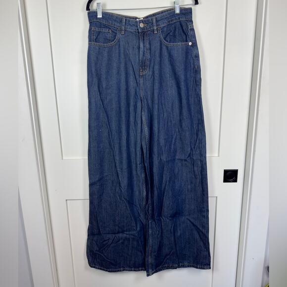 The Drop Alba Dark Indigo Wide Leg High Rise Relaxed Denim Size 29 NWT - Picture 3 of 12
